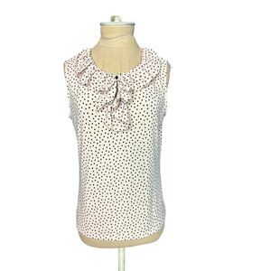 Karl Lagerfeld Pink Back Polka Dot Feminine Chic Glam Blouse Size Small